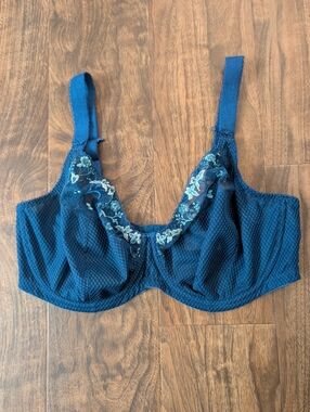 Elomi 36I Charlie Deep Teal Floral Lace-Embroidered Underwire Bra